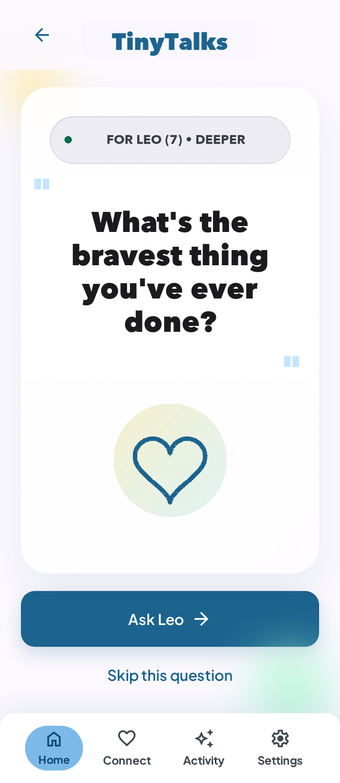 TinyTalks question screen